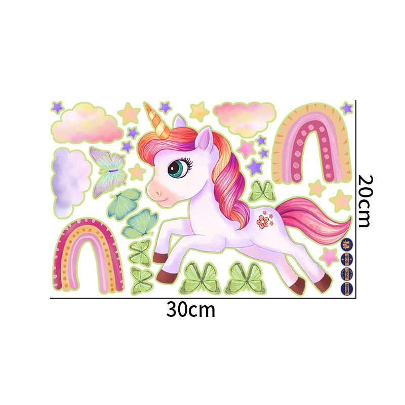 Cartoon Regenbogen Wolke Einhorn Leuchtende Wandaufkleber Niedliche Dekoration für Schlafzimmer Mädchen Geschenk Heimdeko Wohnzimmer Wandaufkleber
