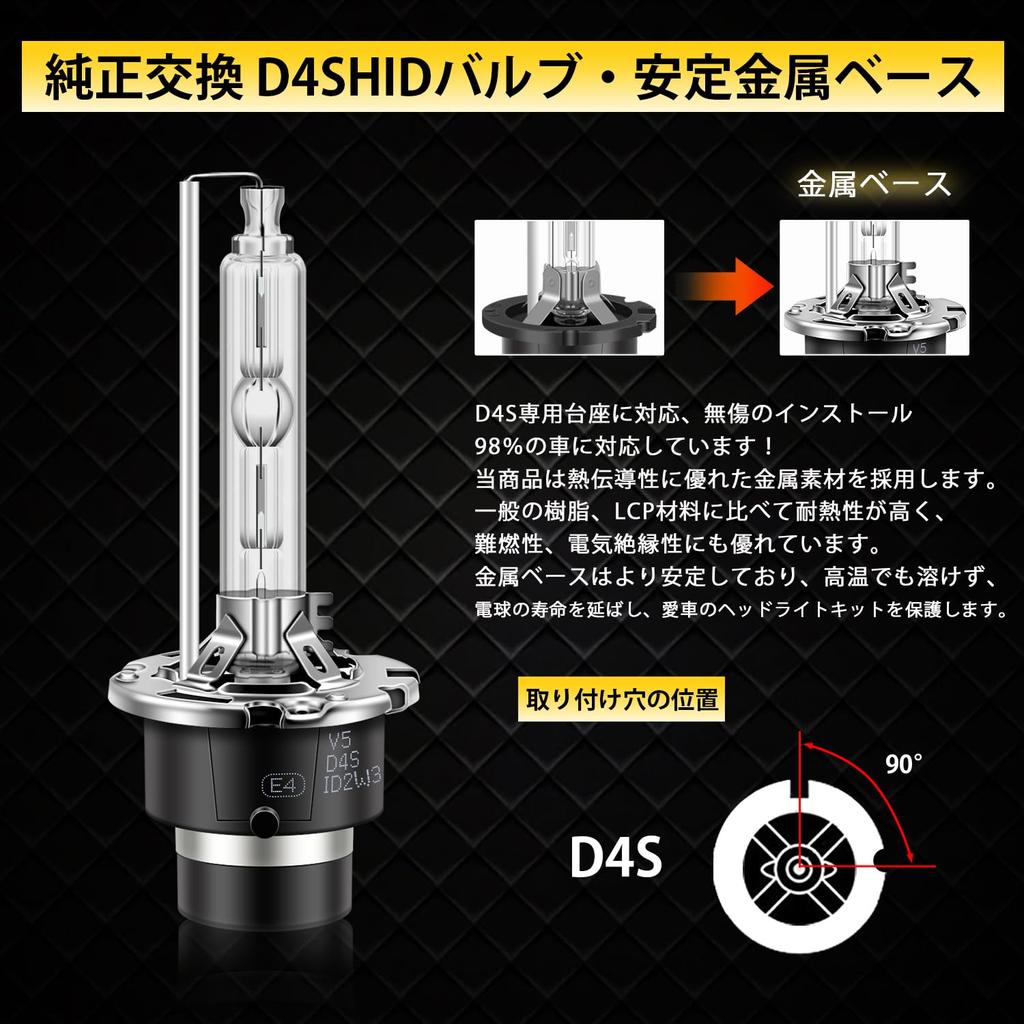 [Upgraded Version] RCP Headlight D4S HID Bulb, 6000K, Genuine Replacement, Compatible with Vehicle Inspections,