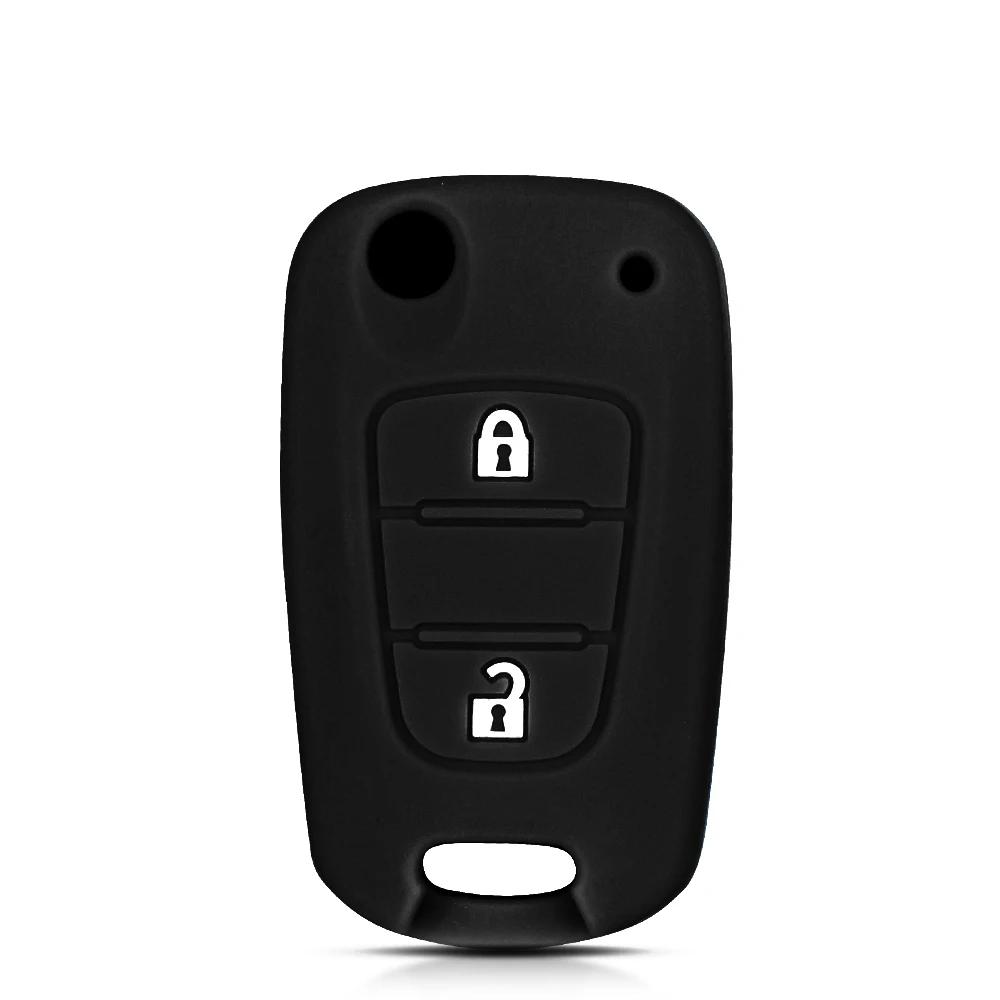 KEYYOU For Hyundai Verna For Kia Picanto Silicone 2 Buttons Rubber Key Case Holder Shell Fob Cover Remote Keychain Protection