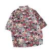 Retro Baumblatt Ananas Floral Kurzarm Sommer Vielseitig Unisex Strandhemd