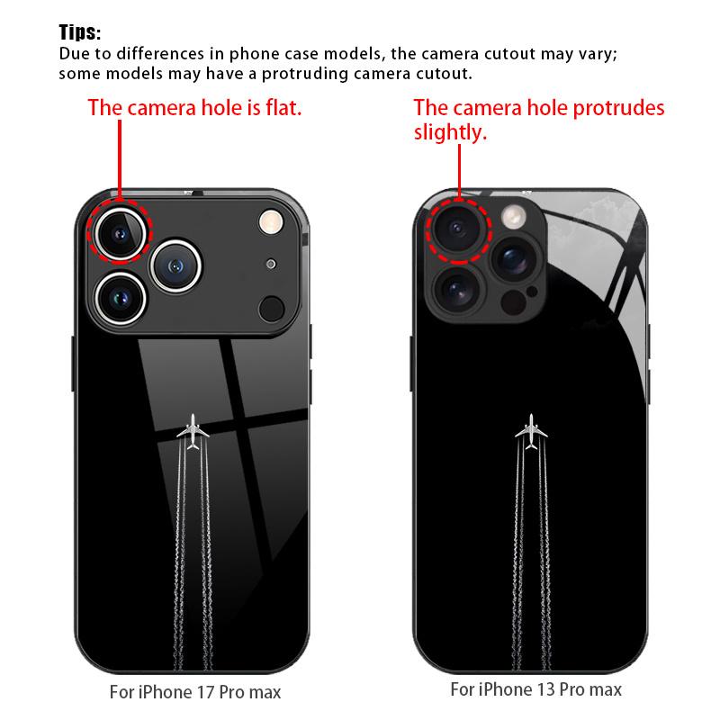 Aircraft Tail Pattern Tempered Glass Phone Case Suitable for iPhone 17 16 15 14 13 12 11 Pro Max Plus Anti Shock Rear Cover