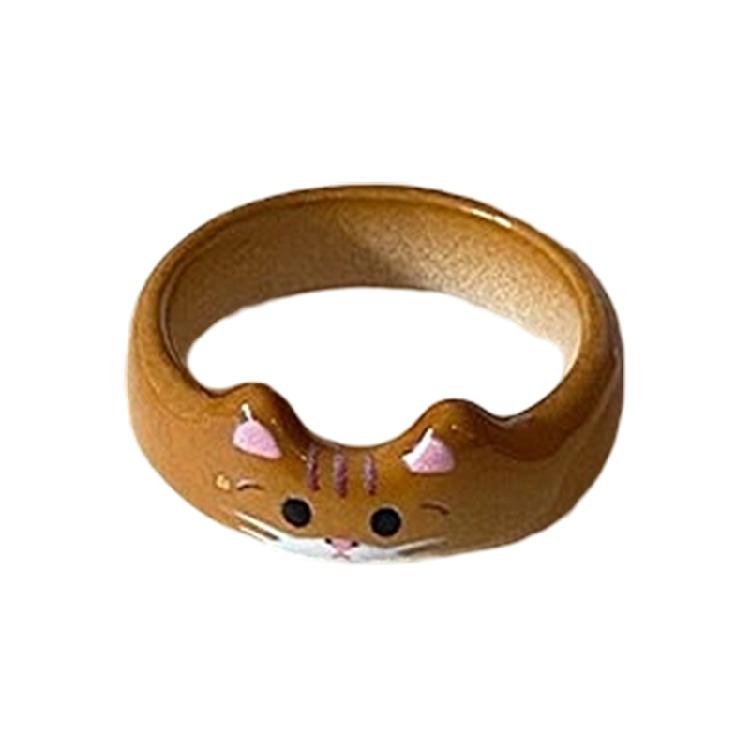 Cartoon Tropfenglasur Katzenring Tierisches Thema Fingerband Schmuck Handgefertigte Accessoires für den Alltag oder zum Verschenken