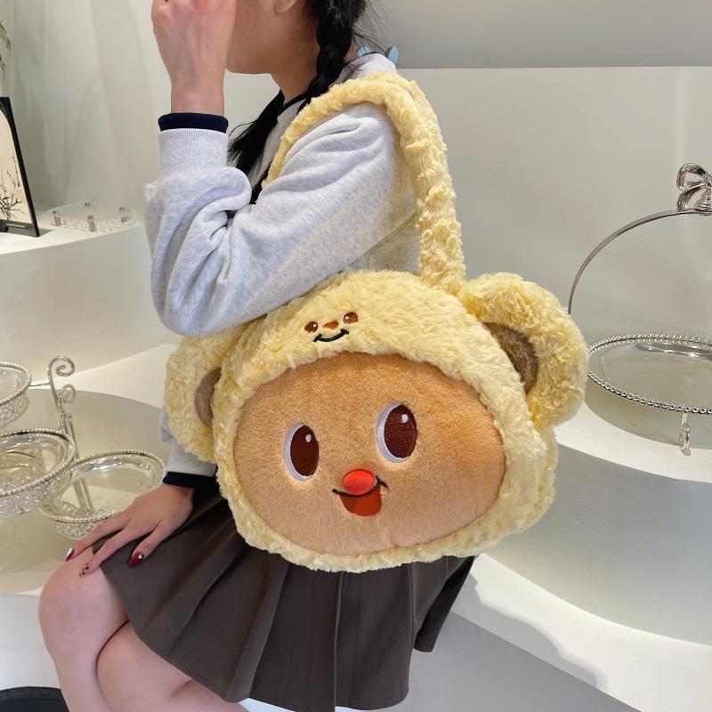Bear Butter Plush Shoulder Bag Cartoon Peripheral Large Capacity Bag Crossbody