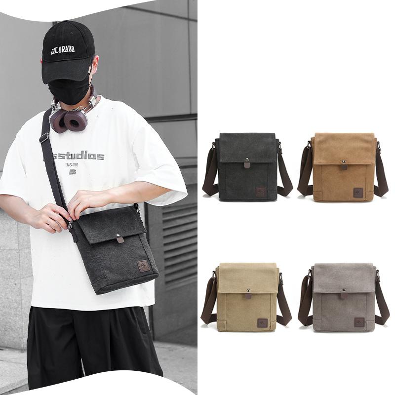 Men's Canvas Crossbody Bag Multifunctional Lightweight Shoulder Bag