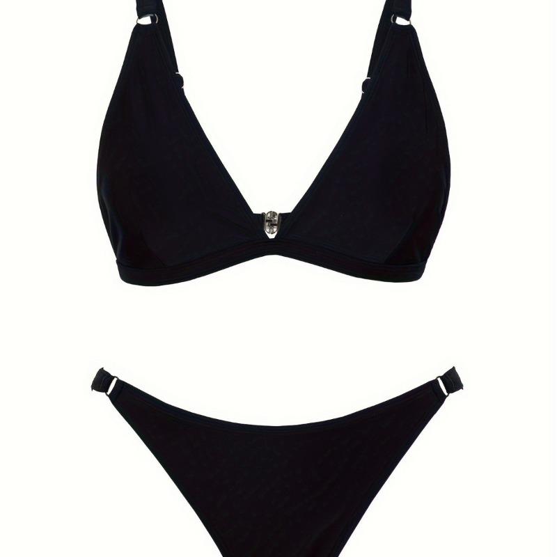 

Bikini Suit Black Beach Swimsuit Women s Fashion Sexy Solid Color Swimsuit High Elastic Fabric High Elastic XS чёрный