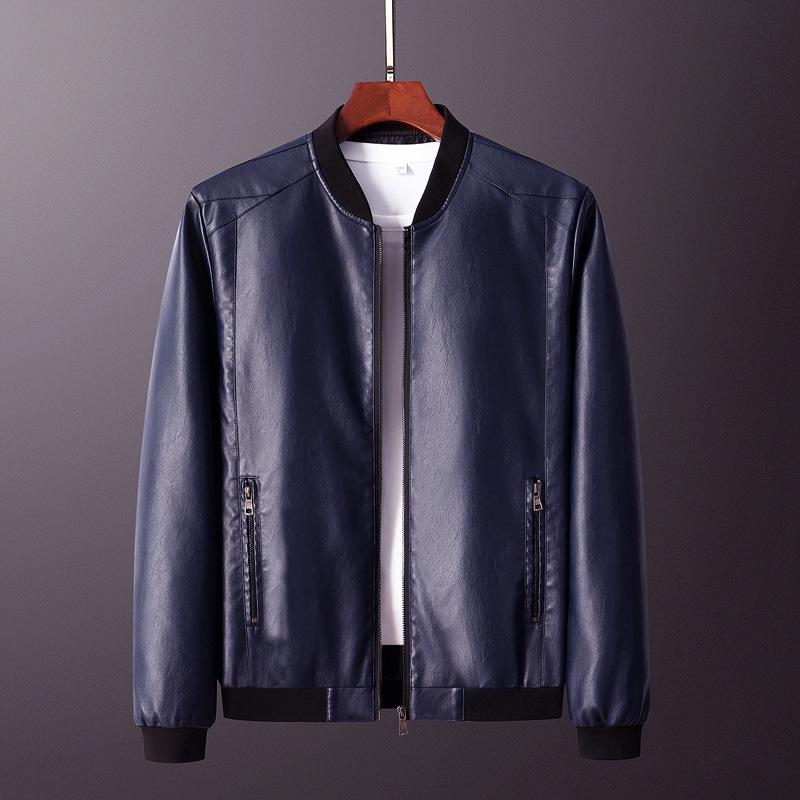 New Korean Version Trendy Slim Trendy Leather Jacket Large Size Baseball Jacket Men's Clothing