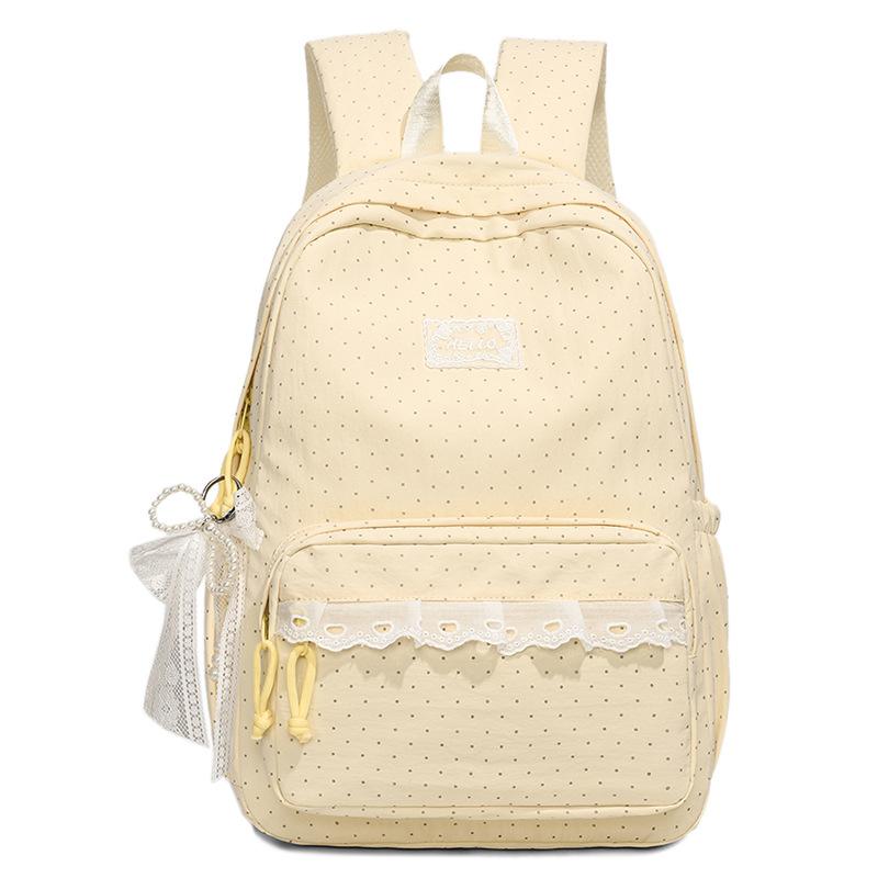 Schoolbag wholesale new schoolbag female Korean ins polka dot girl lace high value large capacity junior high school backpack