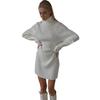 Women's Casual Thick Ribbed Long Sleeve Turtleneck Sweater Dress, Solid Color, Bodycon Fit, Autumn Winter 2024.