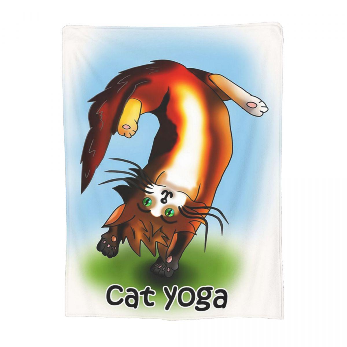 

Cats Doing Yoga Poses Pattern Blankets Soft Warm Flannel Throw Blanket Cover For Bed Living Room Picnic Travel Home Sofa 80x120cm