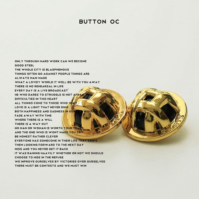 5Pcs Xiaoxiang European And American Style Grid Black Beads Gold Buttons Blazer Leather Coat Metal Decorative Buttons