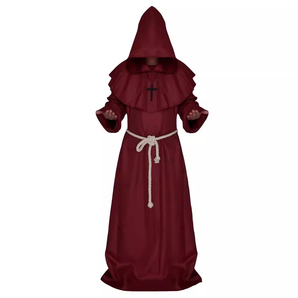 Costum Monah Medieval & Vrăjitor - Robă Halloween Grim Reaper pentru Cosplay & Joc de Rol