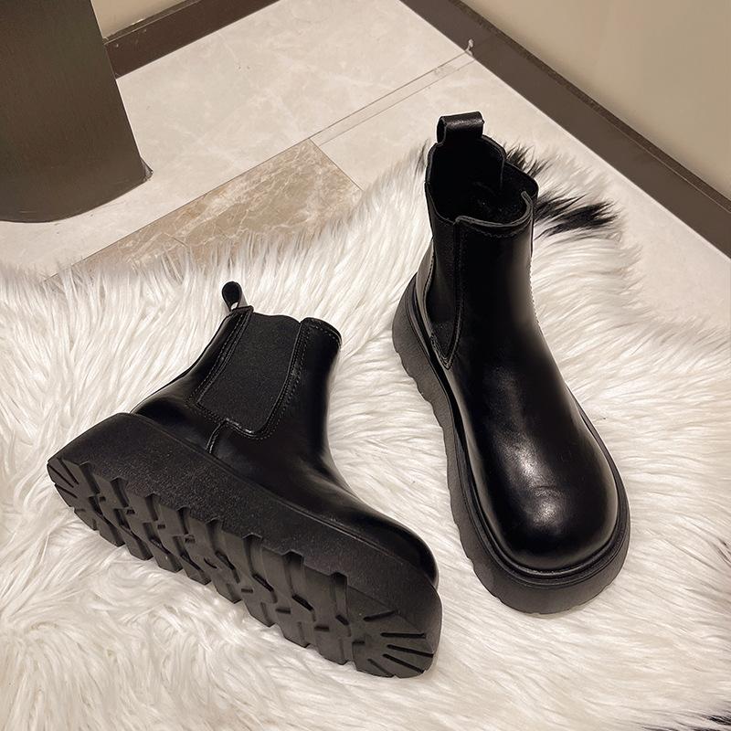 Smoke Boots Thick-soled Chelsea Boots Women's 2025 New Autumn and Winter Martin Boots British Style Short Boots Height-increasing Thin Boots