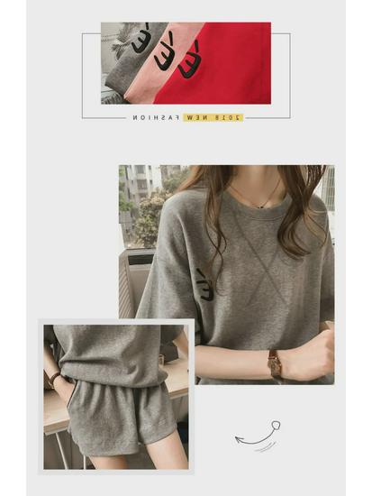 Damen Sommer 2025 Modisches Lockeres Kurzarm-Shorts Zweiteiliges Set für Freizeit, Laufen und Studentenbekleidung