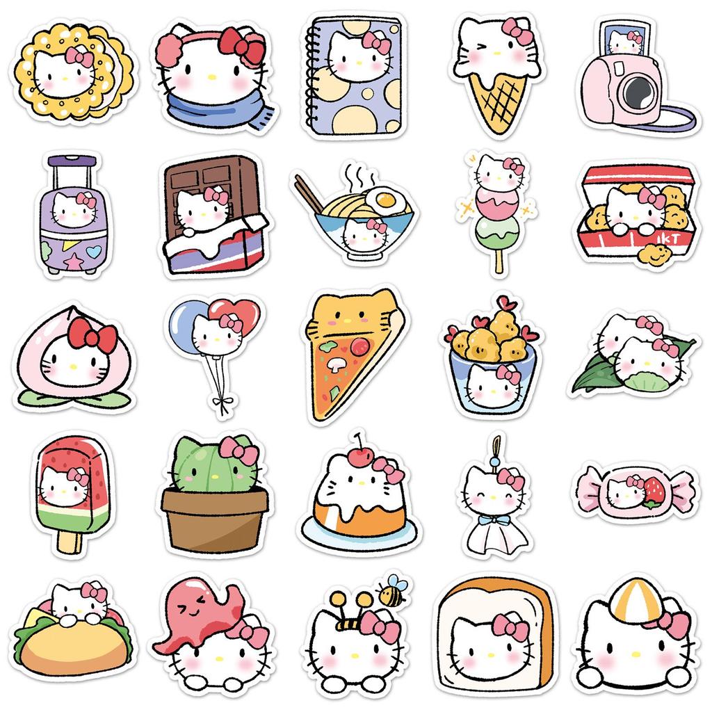 50-Piece Cute KT Cat Cartoon Stickers for Phone, Luggage, and Diary Decoration