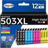 12 Packs 503XL Ink Cartridges Compatible with Cartridge Epson 503 503XL for Epson Expression Black, Cyan PRINTER CARTRIDGE