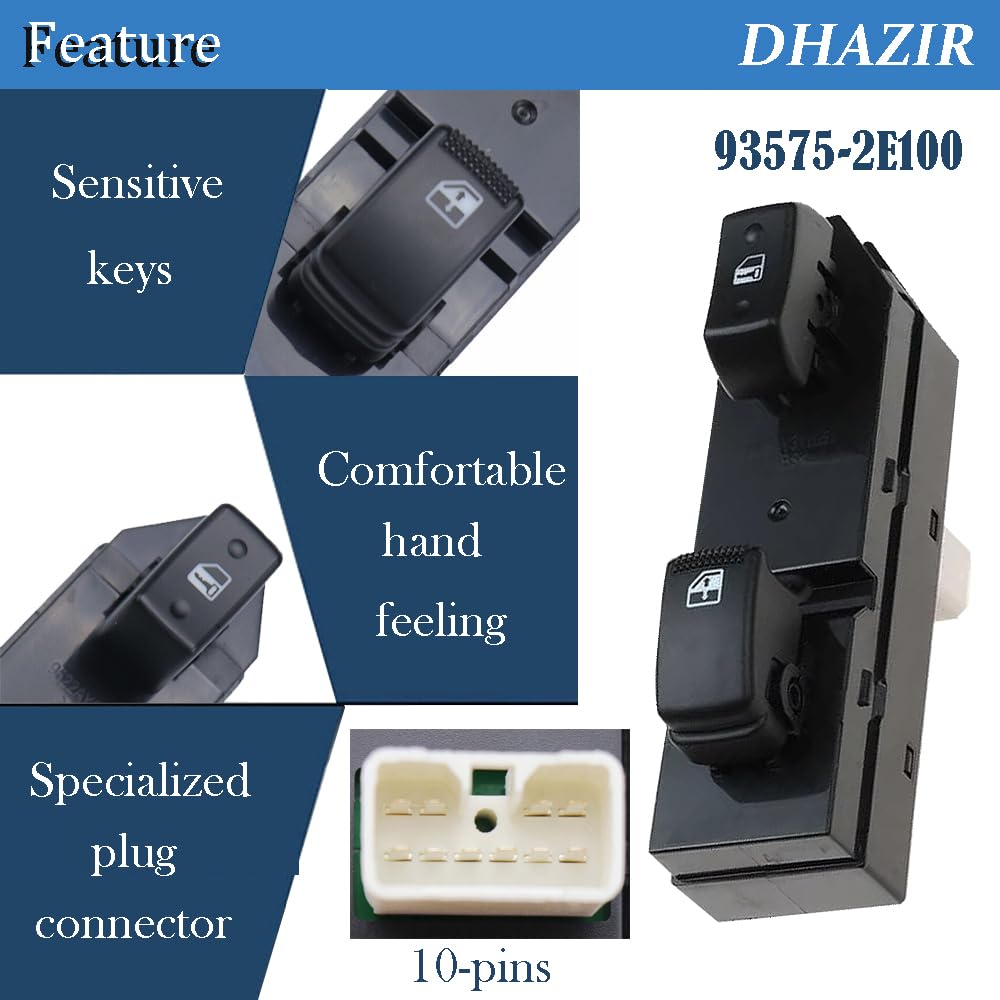 93575-2E100 Master Power Window Switch Front Right Side Fit for Hyundai Tucson 2005 2006 2007 2008 2009 2010