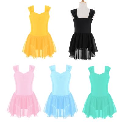 Kinder Mädchen ärmelloses gerüschtes Ballett-Tanz-Tutu-Kleid Trikot Eiskunstlaufkleid Ballerina-Kostüm