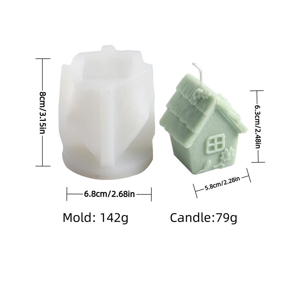 Small House Candle Mold Grass House Rose House Aromatherapy Gypsum Dropping Decoration Silicone Mold