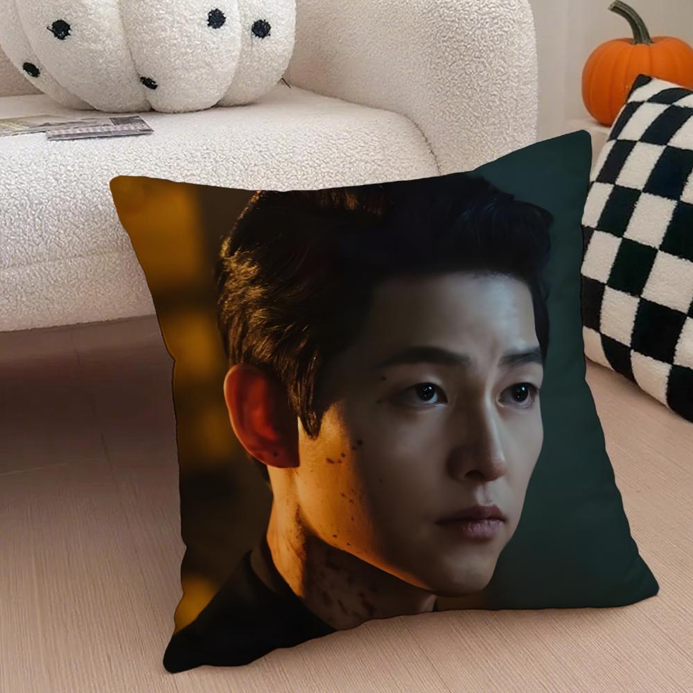 Handsome Talented Korean Actor SSong Joongki Cushion Cover Throw Pillow Cover Hidden Button Durable Polyester Chair Cushion