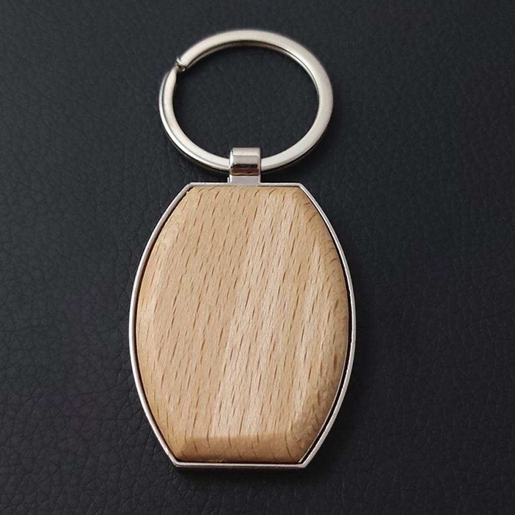 Keychain Ring Blank Wood Car Key Holder Portable Fashion Backpack Handbag Purse Keyrings Homemade DIY Handicraft