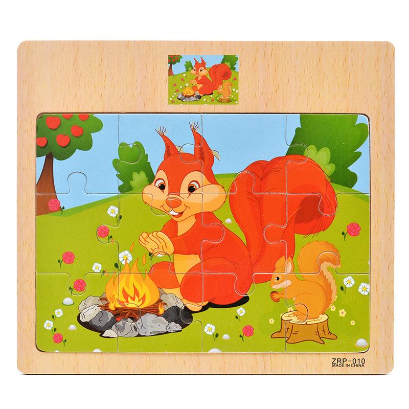 New Wooden 12 Piece Puzzle Puzzle Infant and Child Educational Early Education Toys Animal Traffic Wooden Puzzle Toys