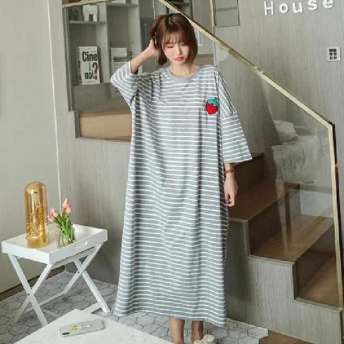 Popular Summer Milk Silk Cartoon Nightdress for Women - Short Sleeve, Loose Fit, Ideal for Students