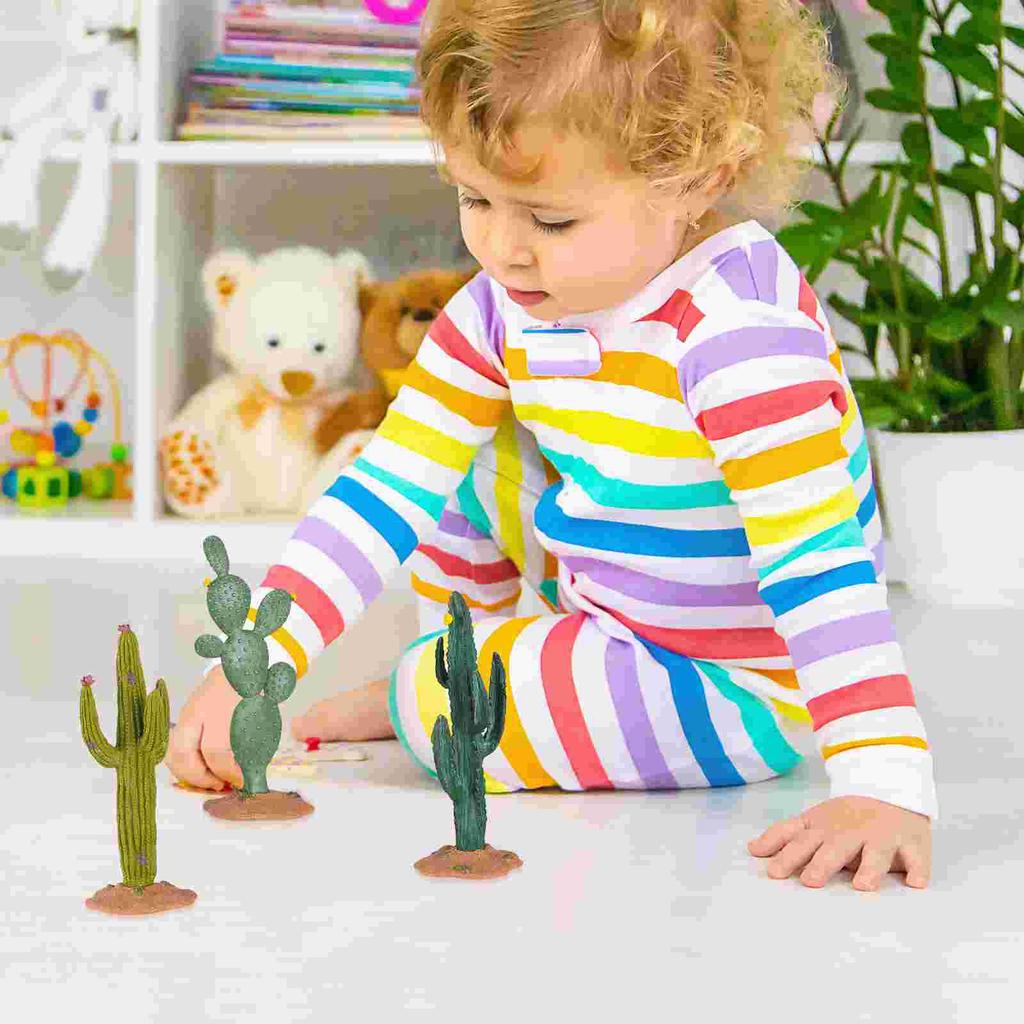 3 Pcs Simulated Cactus Decoration Tiny Mini Figurines Artificial Plants Miniature Statue Pvc Child Outdoor Ornaments