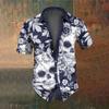 Camicia a Maniche Corte da Uomo Moda Estiva Retro Stampa Teschio Horror Street Casual Trend Camicia da Uomo Top Oversize TAGLIA M-3XL