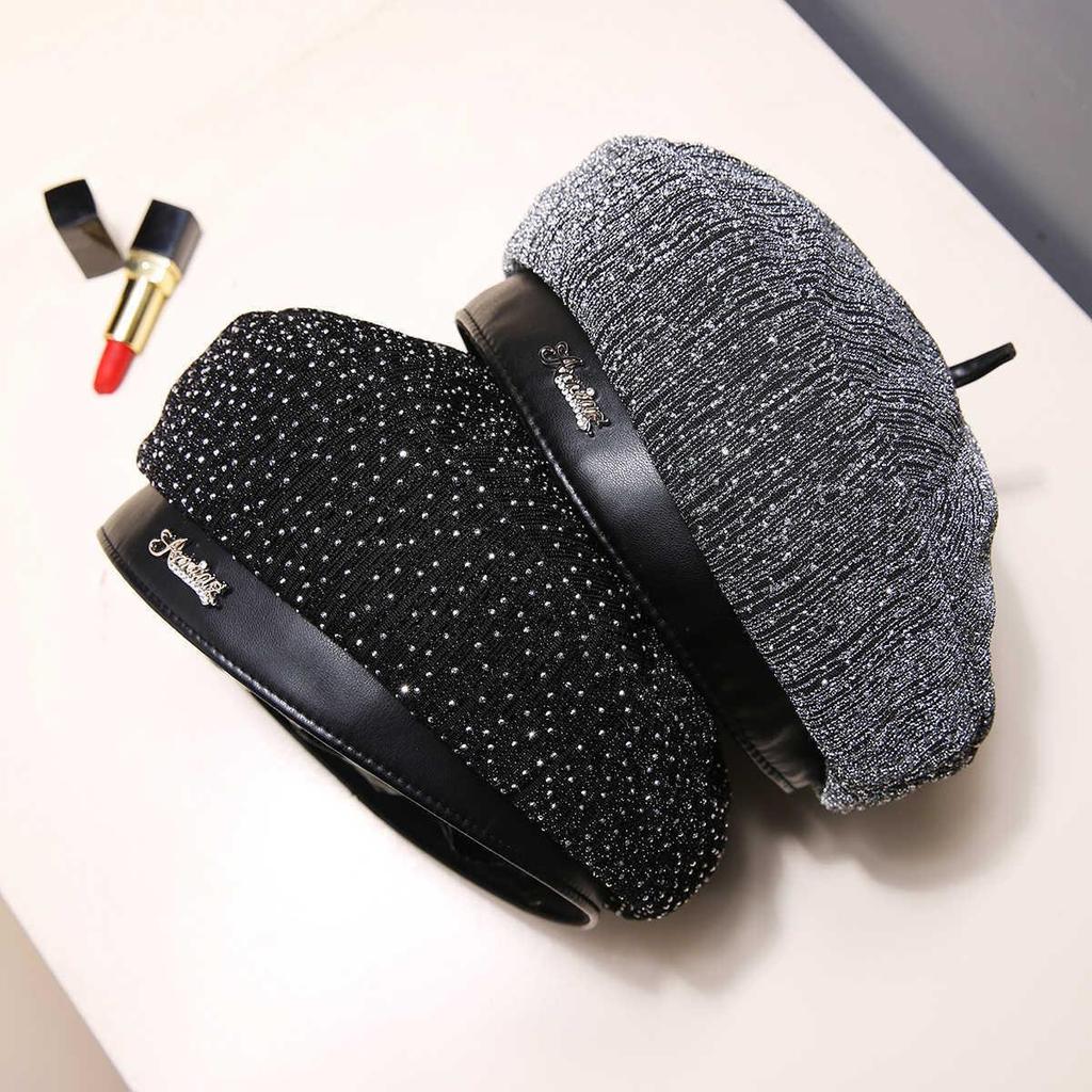 Chic Korean-Style Starry Sky Beret - Versatile Spring/Autumn Letter Hat for Women