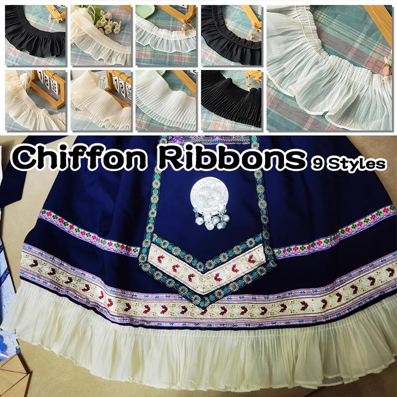 2M Chiffon Plissee Spitze Fransen 9/10/12CM Bandbesatz Zum Nähen Handarbeit Zubehör Röcke Kleidung DIY Basteln