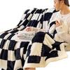Checkerboard Double-Sided Fleece Blanket for Car, Sofa, Camping – Autumn/Winter Thickened