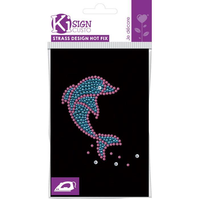 Transfert strass thermocollant Dauphin 9x10,5cm