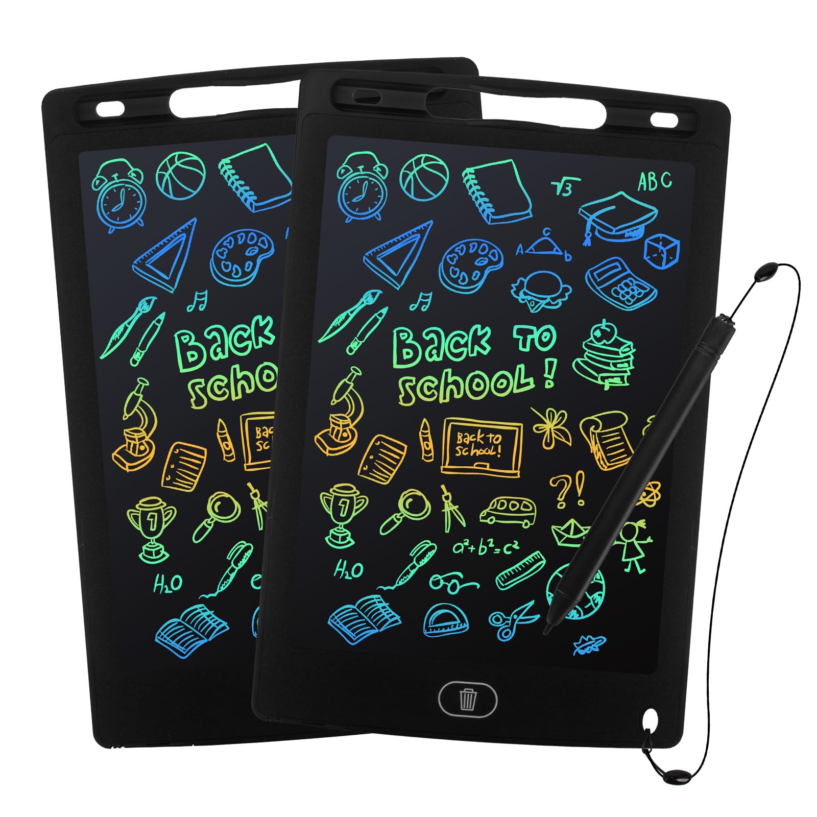 

Kogabanny 2-Piece LCD Drawing Board Set Kids Toy Lock Function One-Touch Erase Electronic Memo Pad Lightweight Educational Notebook with Pen for