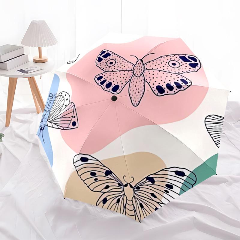 1pc Butterfly Pattern Automatic Open/close Folding Umbrella, Compact Portable Travel Umbrella, Durable Construction Yy251230152