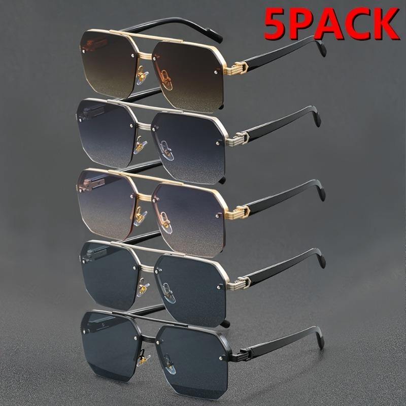 5pcs Wedding Party Men's Women's Square Semi-Rimless Casual Trendy Glasses Couple Fashion Eyewear Holiday Gift