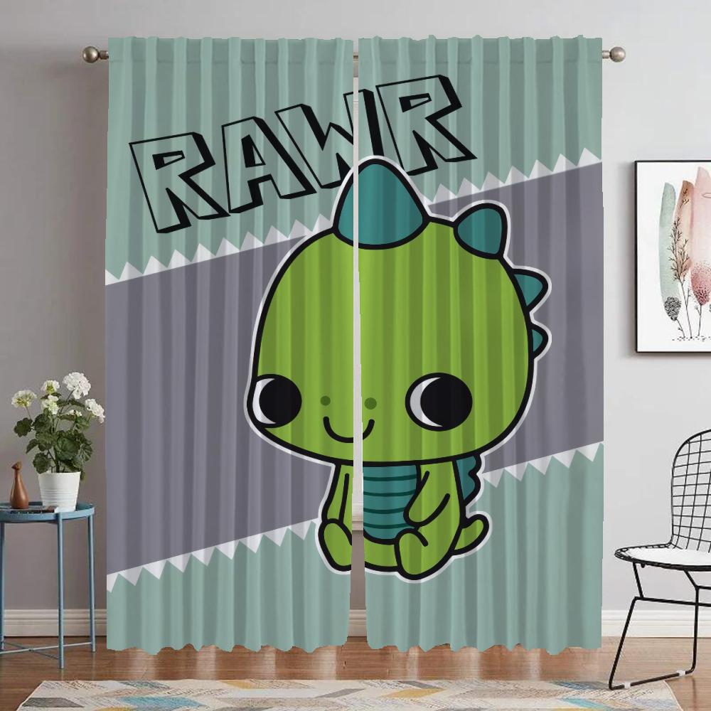 

Dinosaur Curtains for Bedroom Living Room Curtain Shades Home Interior Curtains 2 Pieces Halloween Decoration Partition Kitchen W50xH70cmx2pcs-CL