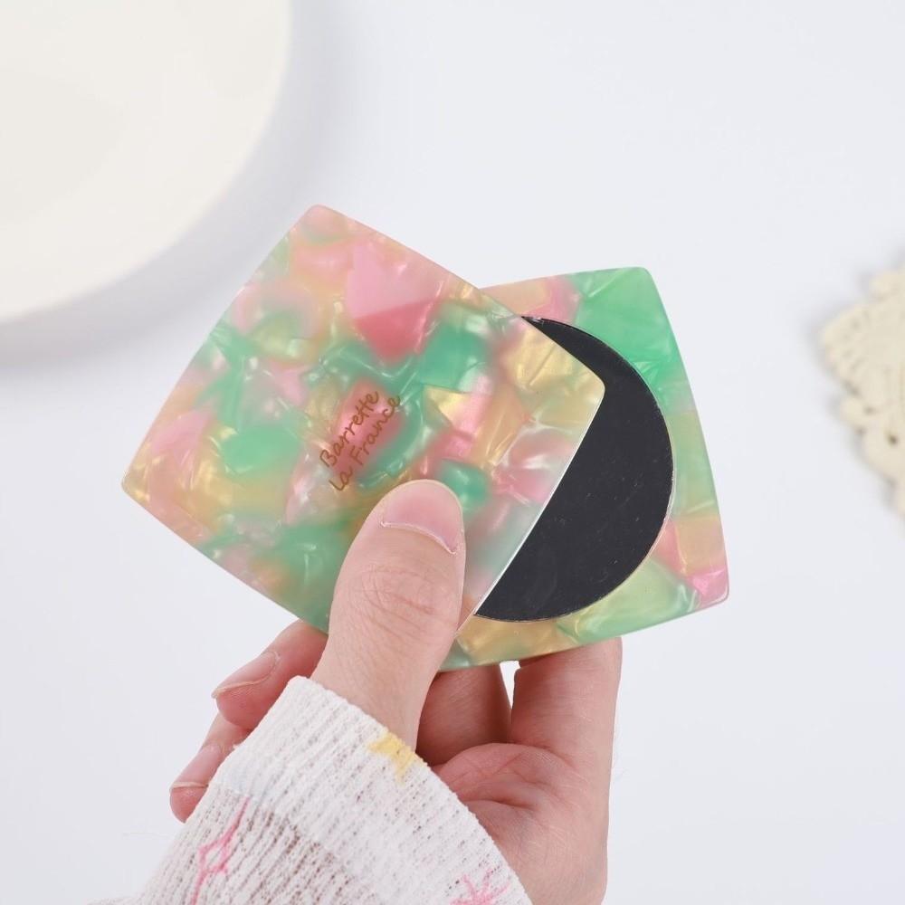 Bunter Tragbarer Spiegel Quadratischer Drehbarer Spiegel Kompaktes Design Acetat Make-up Spiegel Für Nachbesserungen