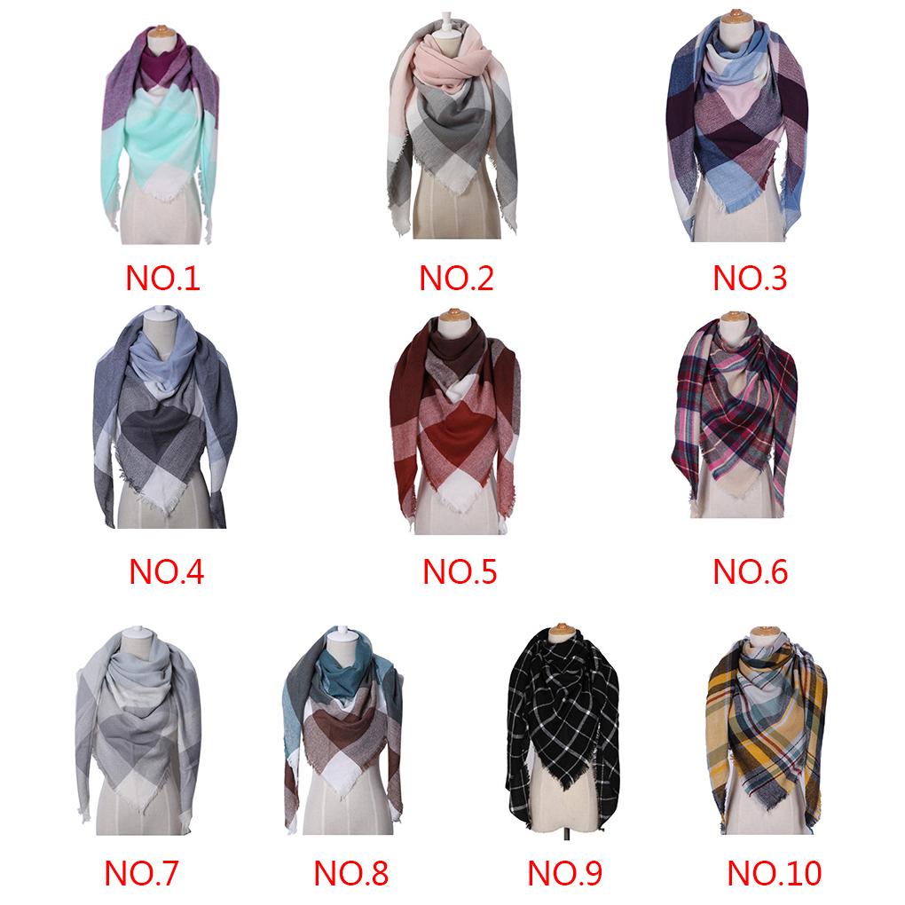 Damen Dreieckiger Winter Großer Schal Warm Gemütlich Übergroß Kariert Wickeltuch Stola Umhang
