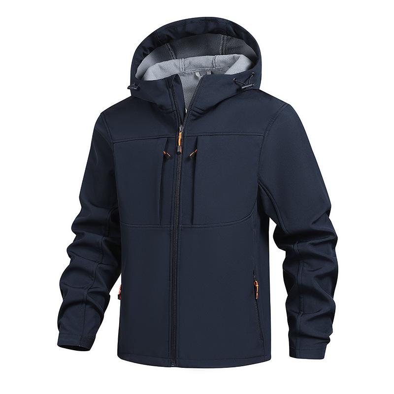 Men's Lightweight Softshell Jacket Fall Winter Fleece Lined Hooded Waterproof Hiking Outdoor Jackets Hooded Coats for Men Work Jacket with Pockets
