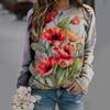New Loose Casual 3D Floral Print Pattern Women's Round Neck Long Sleeved T-shirt