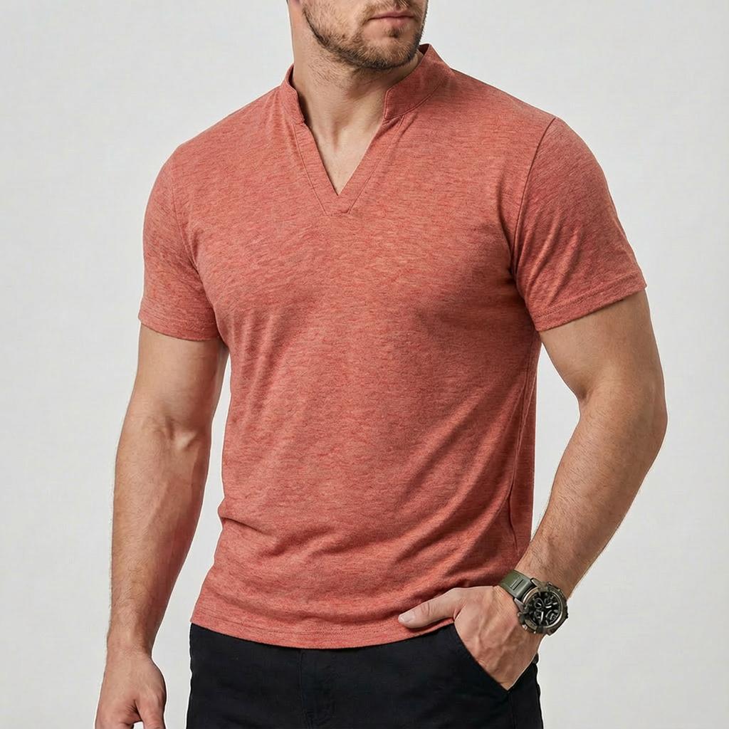 Men's Solid Color Short Sleeve Tops Men's Casual Fashion Short Sleeve Tops