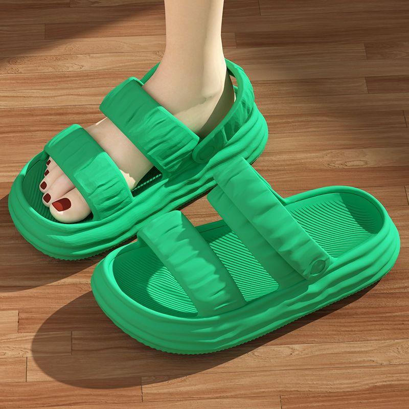 WTEMPO Fashionable EVA Sandals for Women's Versatile Dual Purpose Buckle Thick Sole Flat Heel Comfortable Non-slip Breathable Casual Beach Slippers