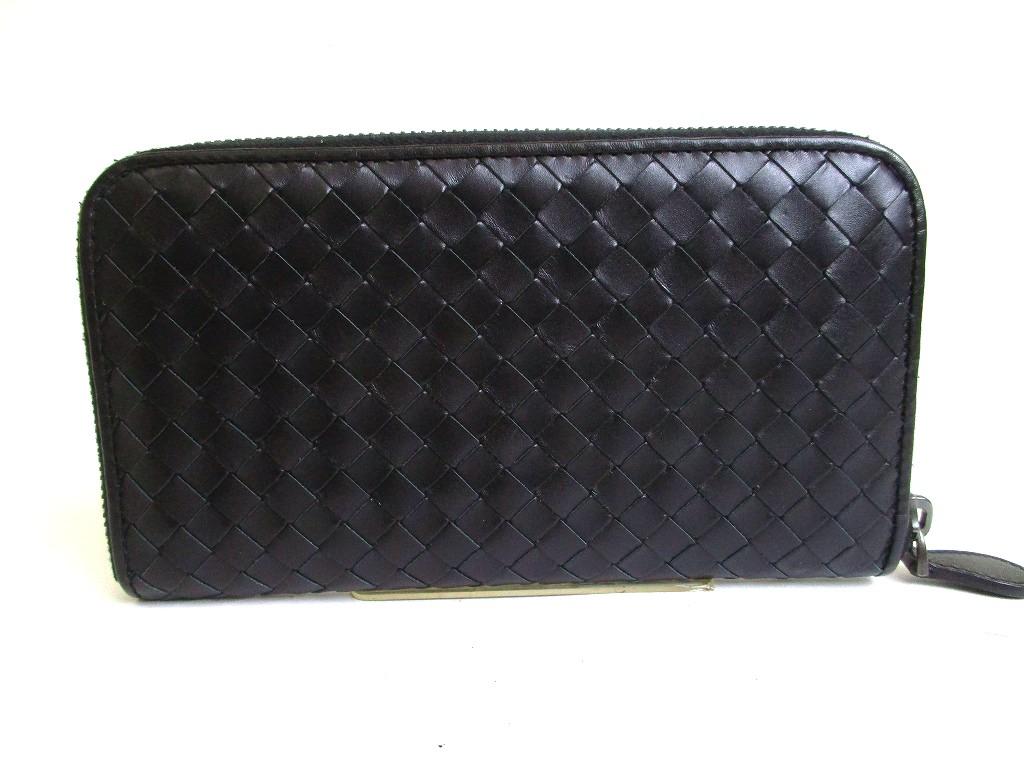 Authentic BOTTEGA VENETA Intrecciato Black Leather Round Zip Wallet Purse #b278  Seller refurbished