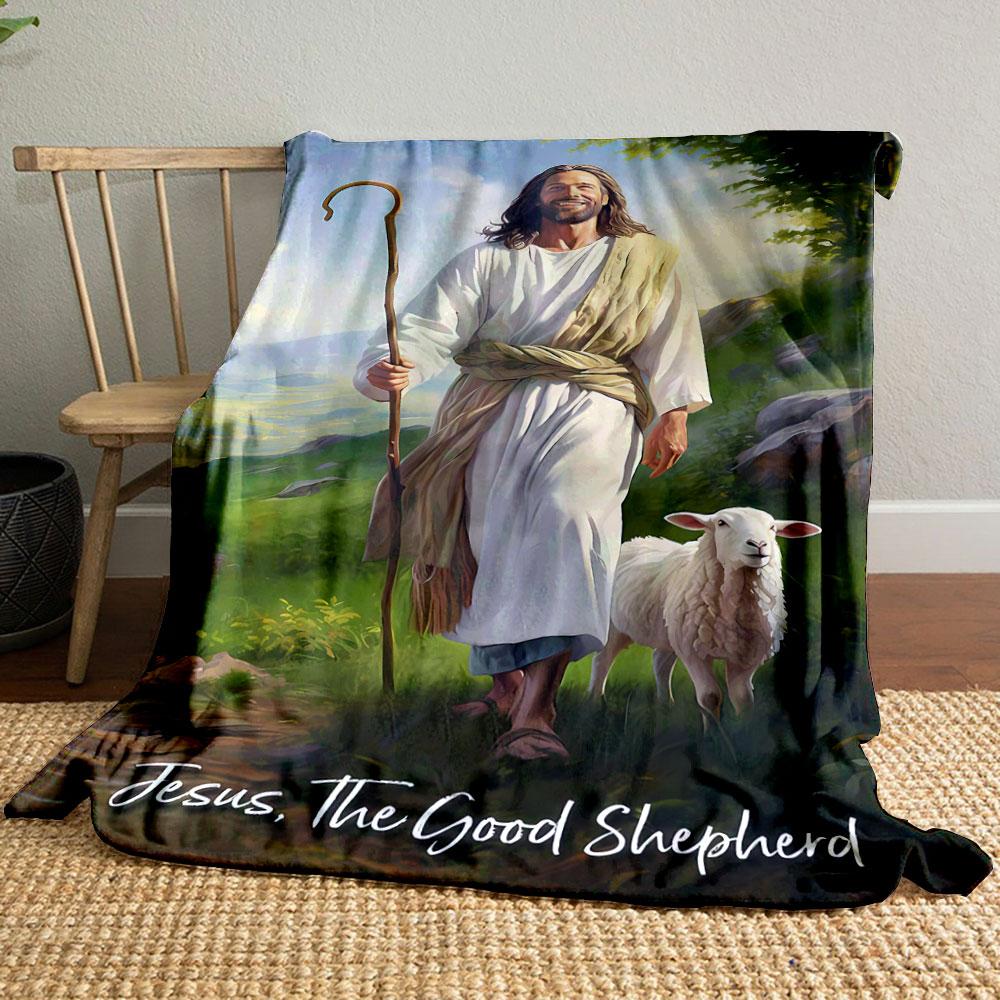 

Jesus The Good Shepherd Blanket Printed Blanket for Living Room Bed Couch lunch break Soft Cozy Blanket for Friend s festival Gift 80cm x 120cm