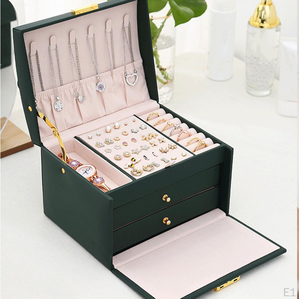 3 Layer Jewelry Box Multifunctional Portable Removeable Compartments Velvet Organiser Case Holder