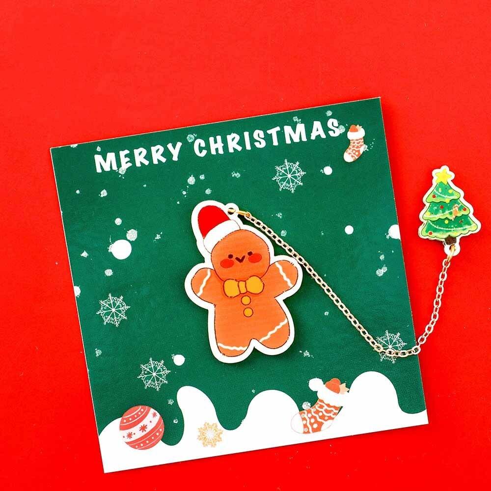 1 Piece Cartoon Christmas Metal Santa Claus Acrylic Pendant Bookmark School Office Supplies Bookmarks Cute Stationery