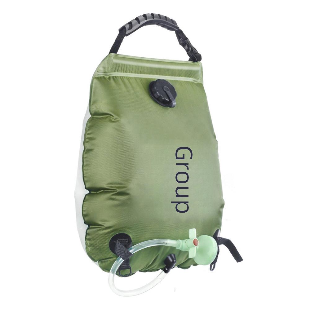 20L Army Green Solar Heat Absorption Camping Bath Bag - Outdoor 5 Gallon Water Bag for Toiletries