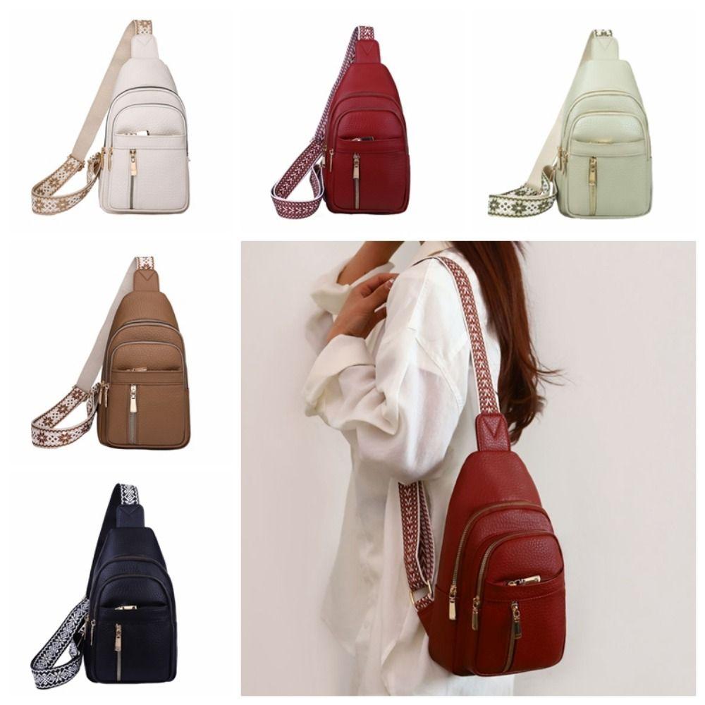 

PU Leather Bohemian Chest Bag Vintage Outdoor Shoulder Bag Unisex Crossbody Backpack Camping червоний