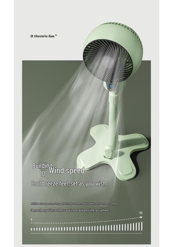 Rechargeable Remote-Controlled USB Air Circulation Floor Fan with Oscillation and Large Air Volume for Home or Office