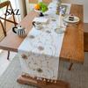 Corredor de Mesa Sofisticado, Corredor Bordado Floral, Elegante Cubierta de Comedor, Tela Decorativa Blanca Rústica Duradera con Borlas para